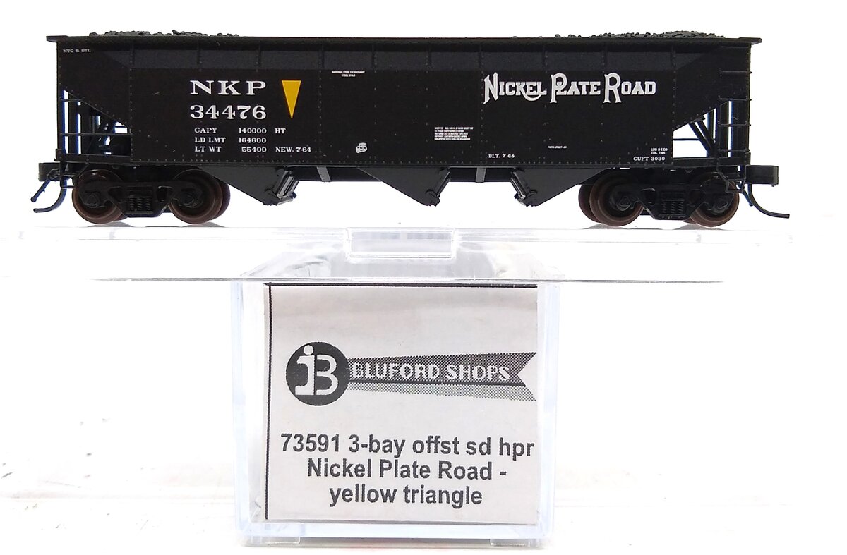 Bluford Shops 73591 N Scale NKP 3-Bay Offset Hopper #34476