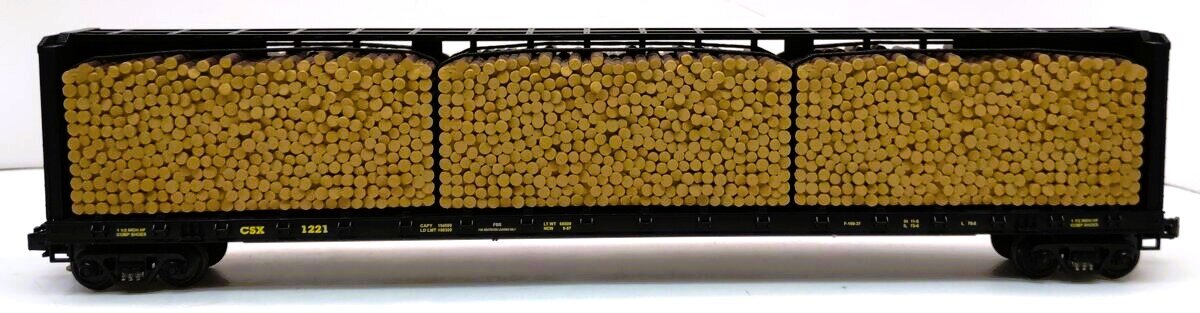 MTH 20-98211 O Gauge CSX Center I Beam Flat Car #1221 w/Log Load LN/Box