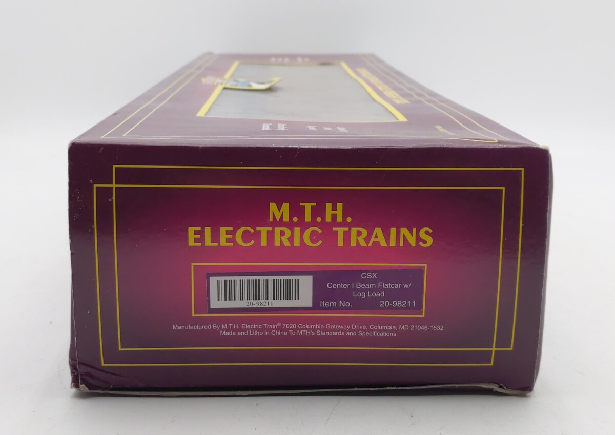 MTH 20-98211 O Gauge CSX Center I Beam Flat Car #1221 w/Log Load LN/Box