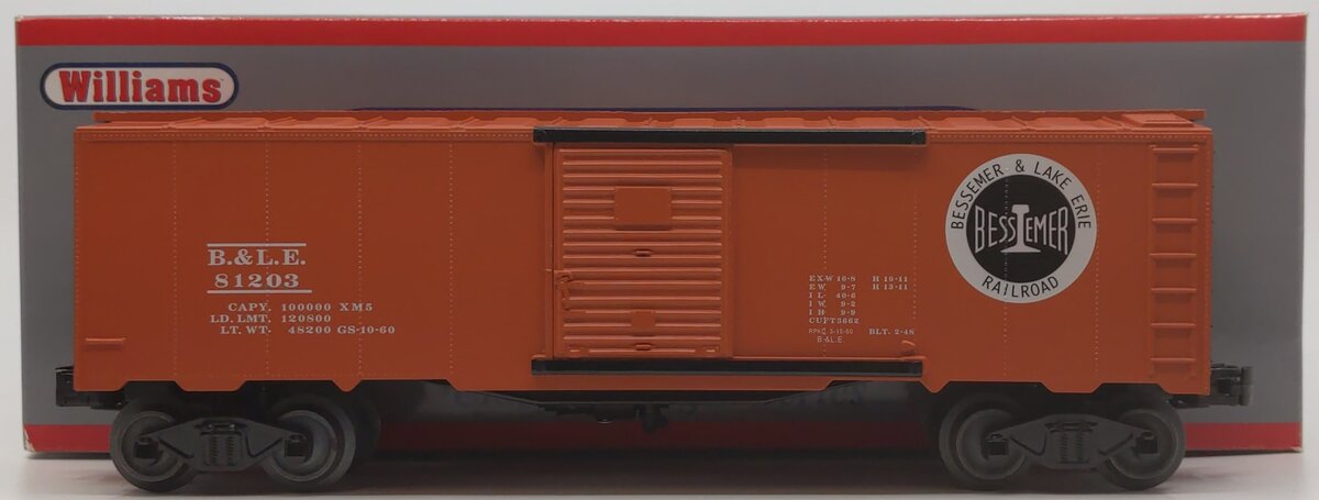 Williams 47063 O Bessemer & Lake Erie 40' Steel 3-Rail Boxcar