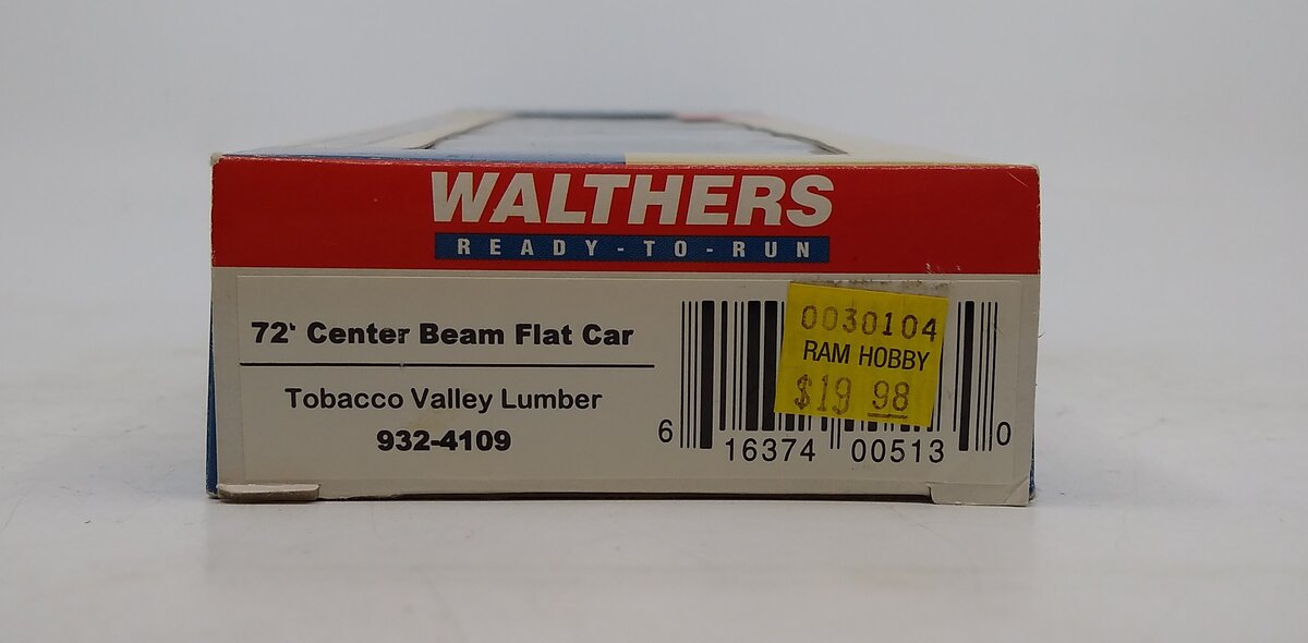 Walthers 932-4109 HO Scale Tobacco Valley Lumber 72' Center Beam Flatcar #2019