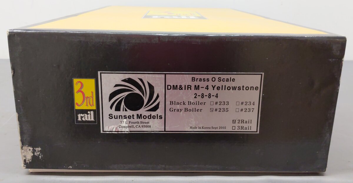 Sunset Models O 2-Rail Brass DM&IR M-4 2-8-8-4 Yellowstone (Gray Boiler) #235 EX/Box