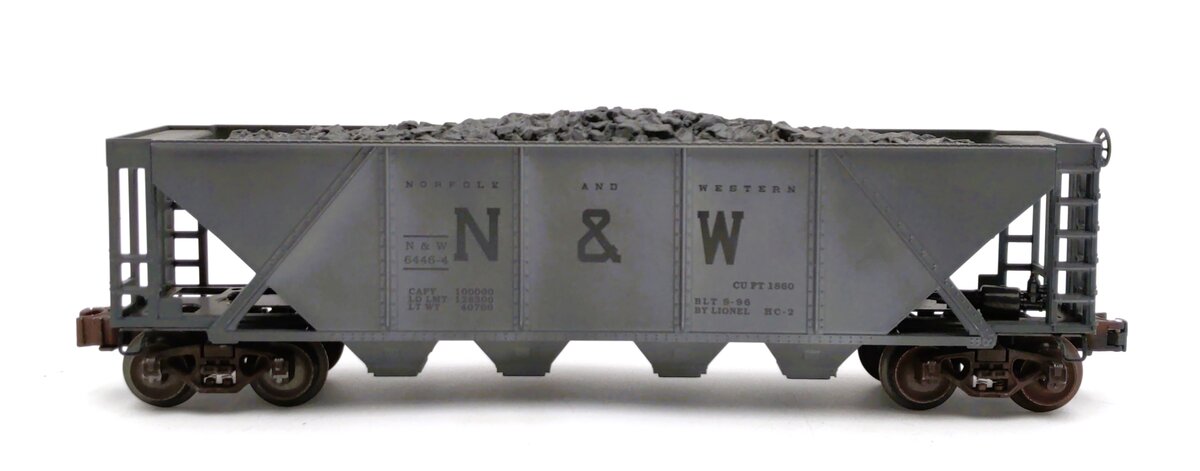 Lionel 6-19328 O Norfolk & Western 4-Bay Weathered Hopper w/Coal Load #6446-4 LN/Box