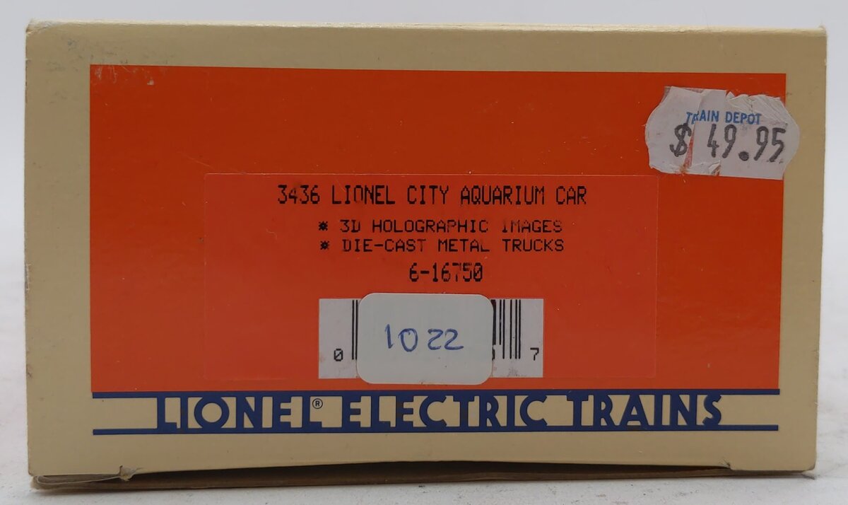 Lionel 6-16750 O Gauge Lionel City Aquarium Car #3436 LN/Box