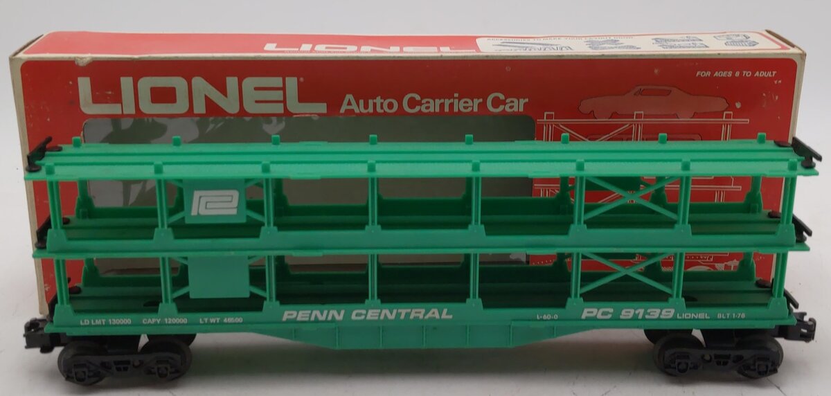 Lionel 6-9139 O Gauge Penn Central 3-Tier Auto Carrier Car LN/Box