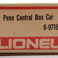Lionel 6-9716 O Gauge Penn Central Boxcar LN/Box