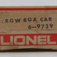 Lionel 6-9739 O Gauge Denver and Rio Grande Western Boxcar EX/Box