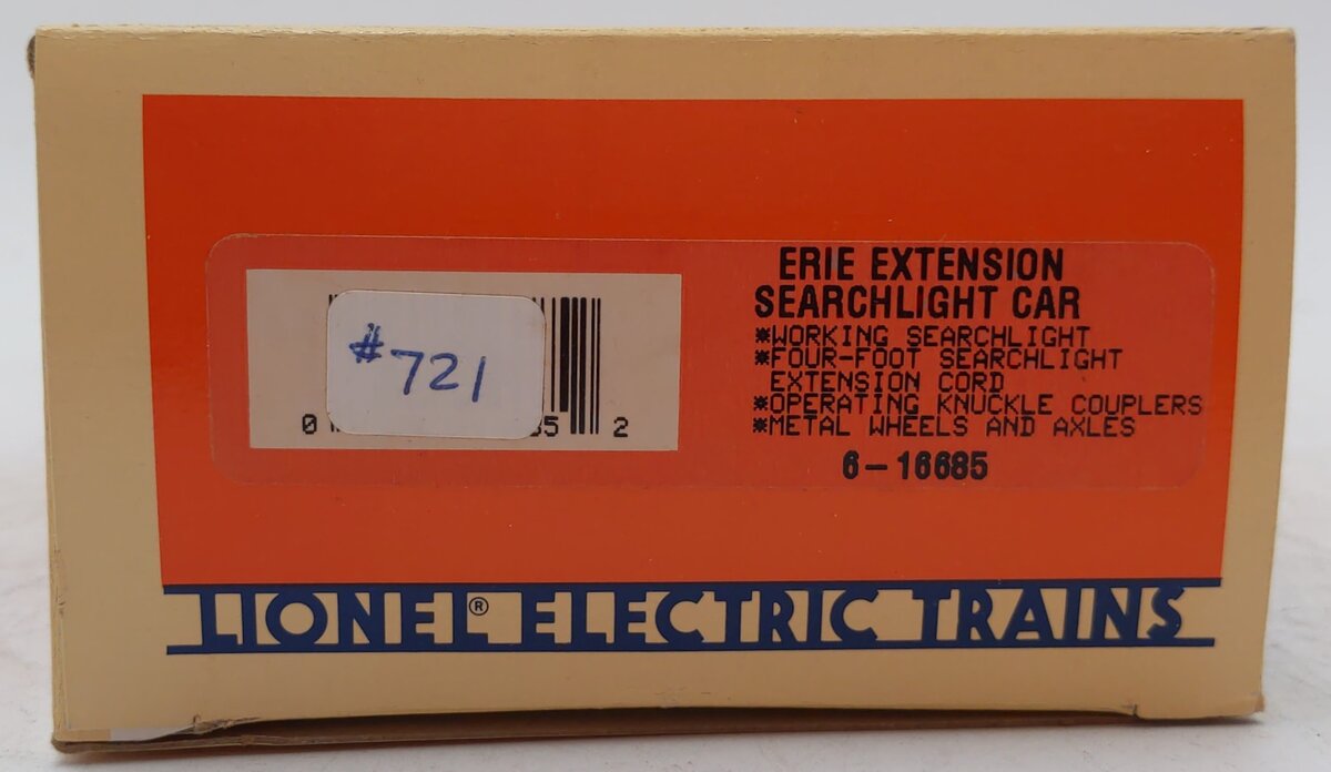 Lionel 6-16685 O Gauge Erie Extension Searchlight Car
