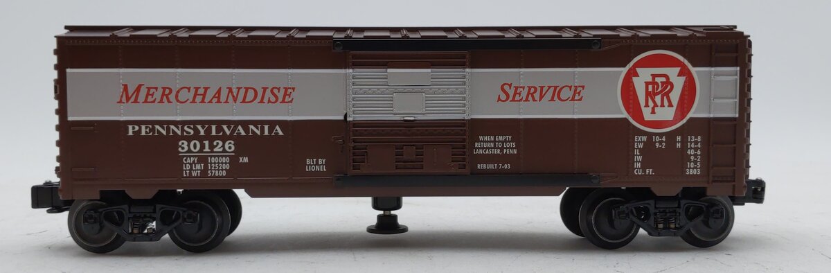 Lionel 6-52281 O Gauge LOTS 2003 PRR Merchandise Service Operating Boxcar #30126 NIB
