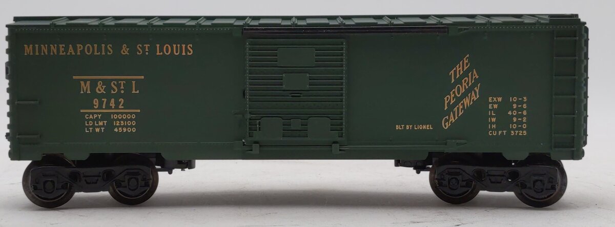 Lionel 6-9742 O Gauge Green Minneapolis & St. Louis Boxcar EX/Box