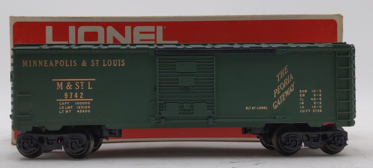 Lionel 6-9742 O Gauge Green Minneapolis & St. Louis Boxcar EX/Box