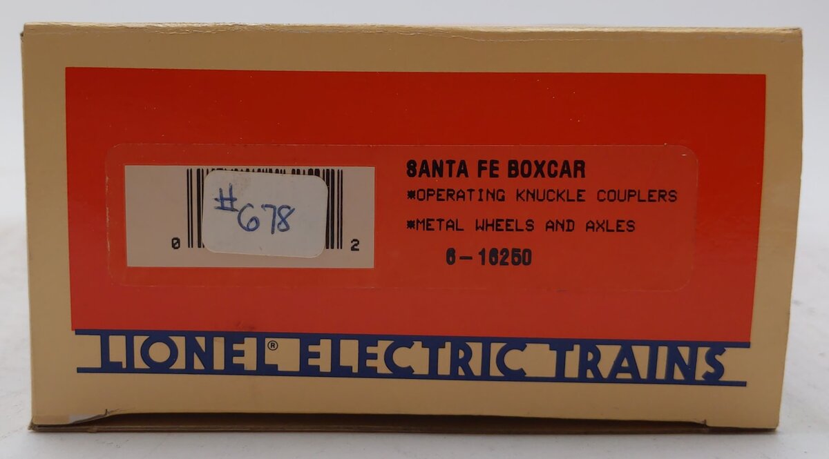 Lionel 6-16250 O Gauge Santa Fe Boxcar NIB