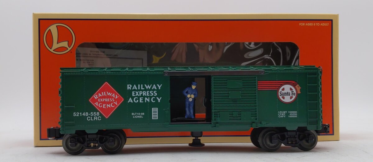 Lionel 6-52148 O Gauge CLRRC Santa Fe REA Operating Boxcar #52148-558 NIB