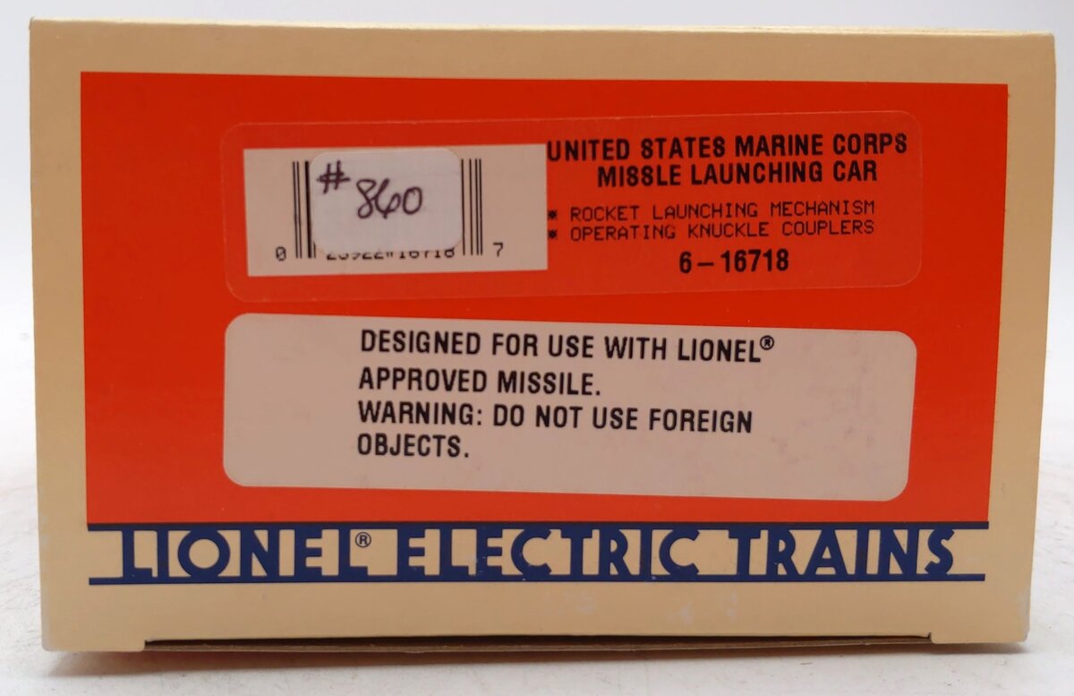 Lionel 6-16718 O Gauge U.S. Marine Corps Missile-Launching Car EX/Box