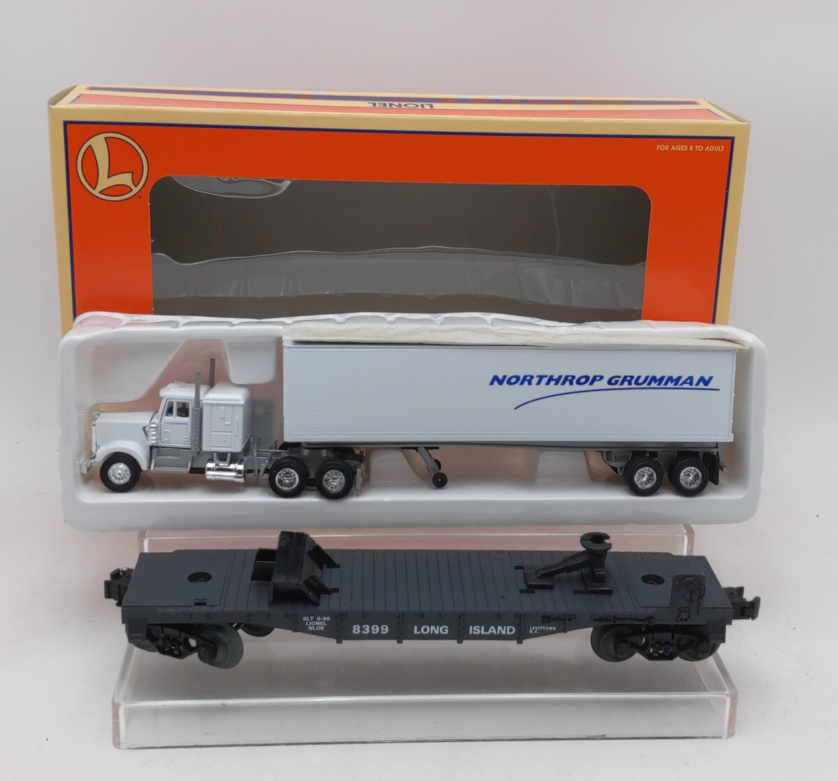 Lionel 6-52166 O NLOE LIRR/Northrop TOFC Flatcar #8399 w/ Trailer LN/Box