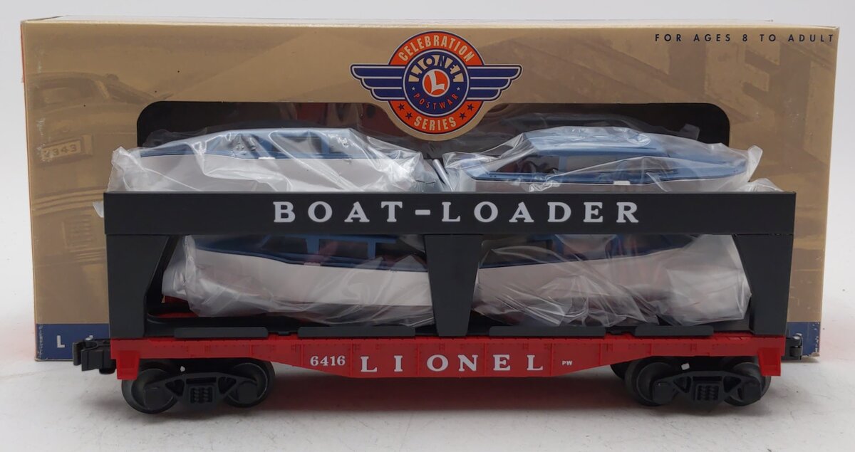 Lionel 6-19428 O Gauge PWC Boat Loader Flatcar #6416 with 4 Boats LN/Box