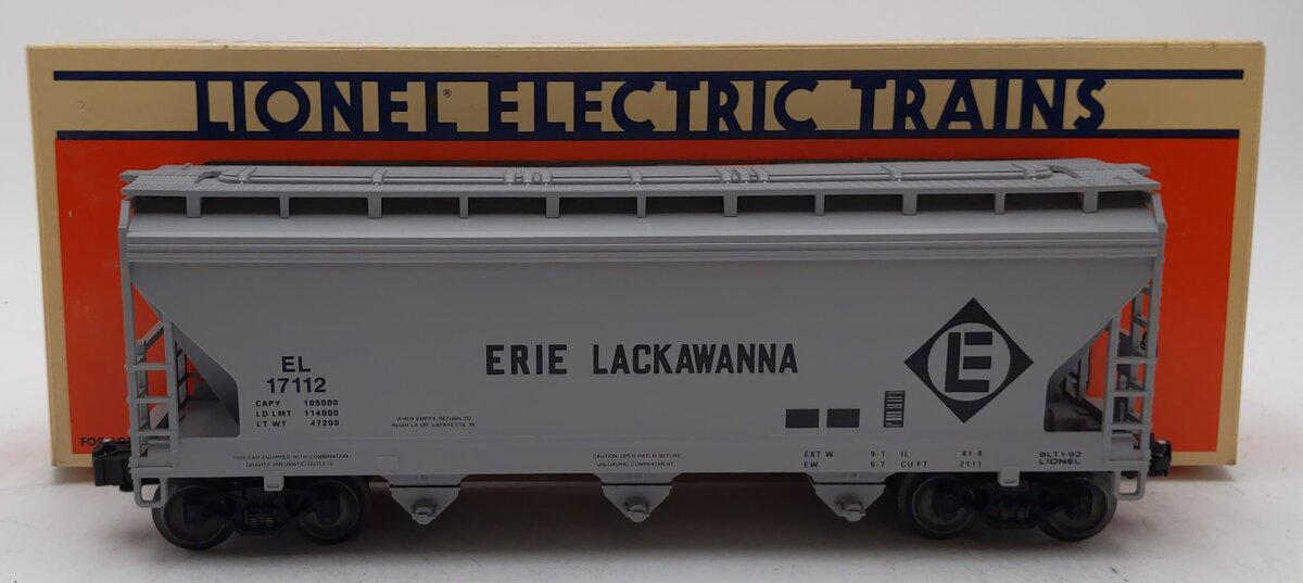 Lionel 6-17112 O Gauge Erie Lackawanna ACF Center Flow 3-Bay Hopper LN/Box
