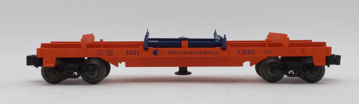 Lionel 6-19473 O Gauge LRRC Operating Log Dump Car Chesterfield Sawmill LN/Box