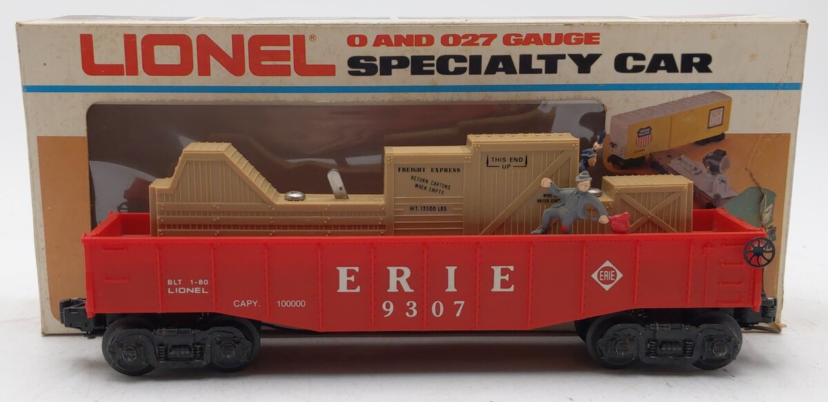 Lionel 6-9307 O Gauge Erie Animated Cop & Hobo Gondola #9307 EX/Box