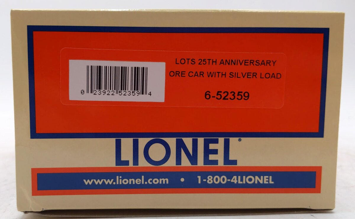 Lionel 6-52359 O Gauge LOTS 25th Anniversary Ore Car w/Silver Load #1979 LN/Box