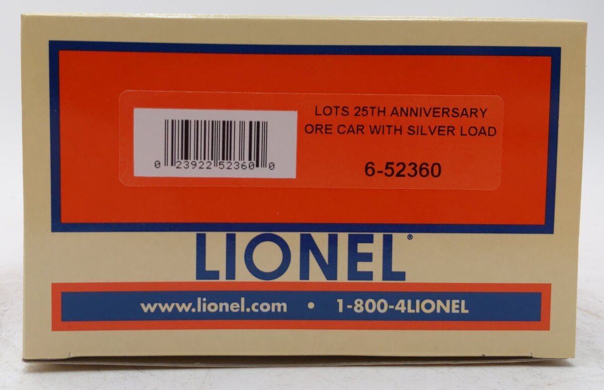 Lionel 6-52360 O Gauge LOTS 25th Anniversary Ore Car w/Silver Load #2004 LN/Box