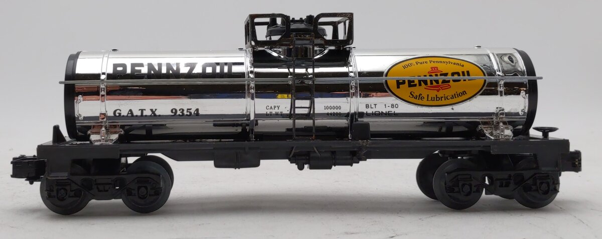 Lionel 6-9354 Pennzoil Chrome Plated Single Dome Tank Car LN/Box