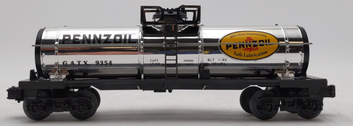 Lionel 6-9354 Pennzoil Chrome Plated Single Dome Tank Car LN/Box