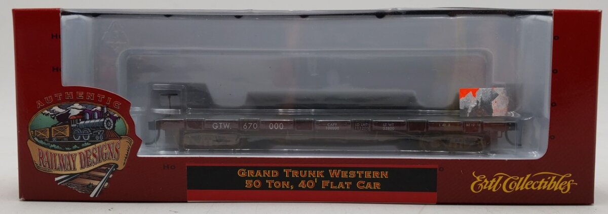 Ertl 1376 HO Scale Grand Trunk Western 50 Ton 40' Flat Car #652309