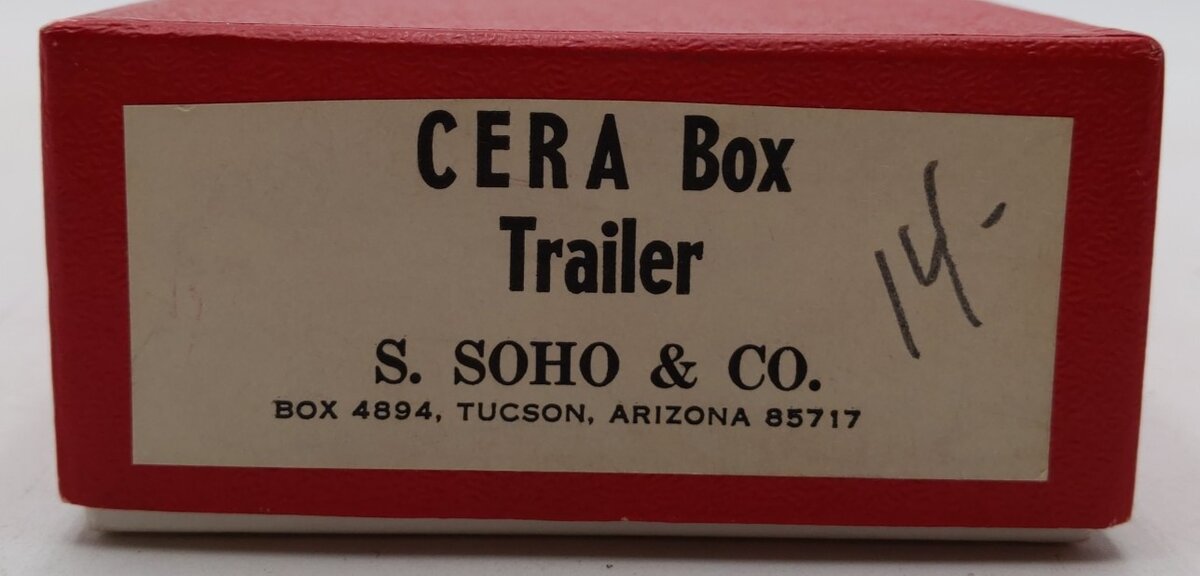 S. Soho & Co. 1005 HO Scale BRASS Interurban CERA Box Trailer EX/Box