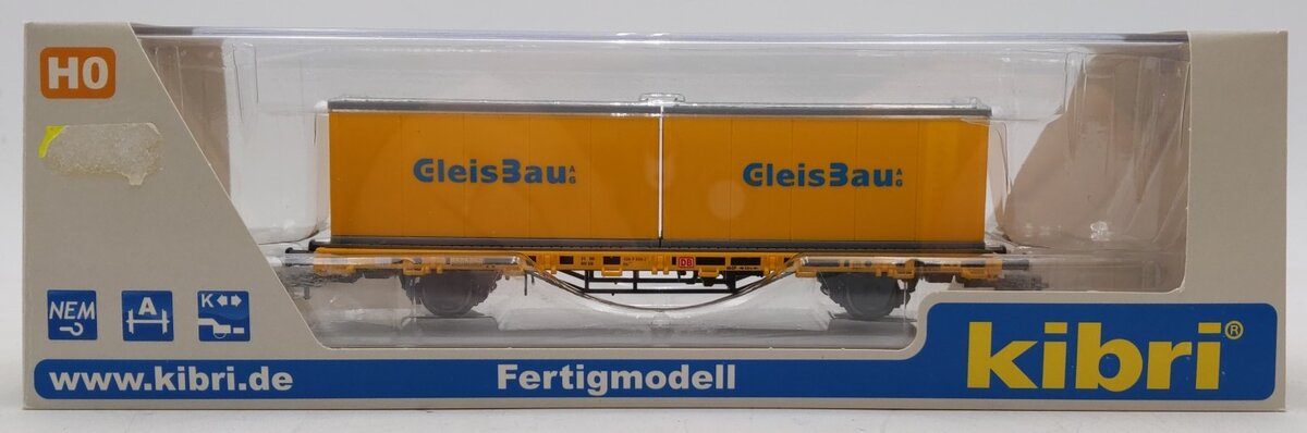 Kibri 26268 HO Scale Flat Car w/2 GleisBau Containers