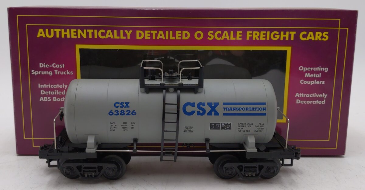 MTH 20-96003 O Gauge CSX 8000 Gallon Single Dome Tank Car #63826 LN/Box
