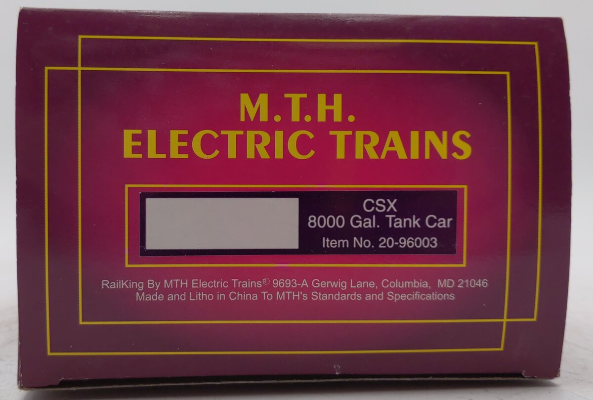 MTH 20-96003 O Gauge CSX 8000 Gallon Single Dome Tank Car #63826 LN/Box