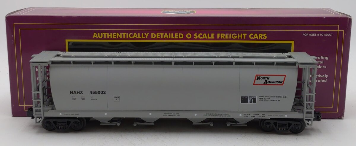 MTH 20-97401 O Gauge North American 4-Bay Cylindrical Grain Hopper Car #455002 LN/Box