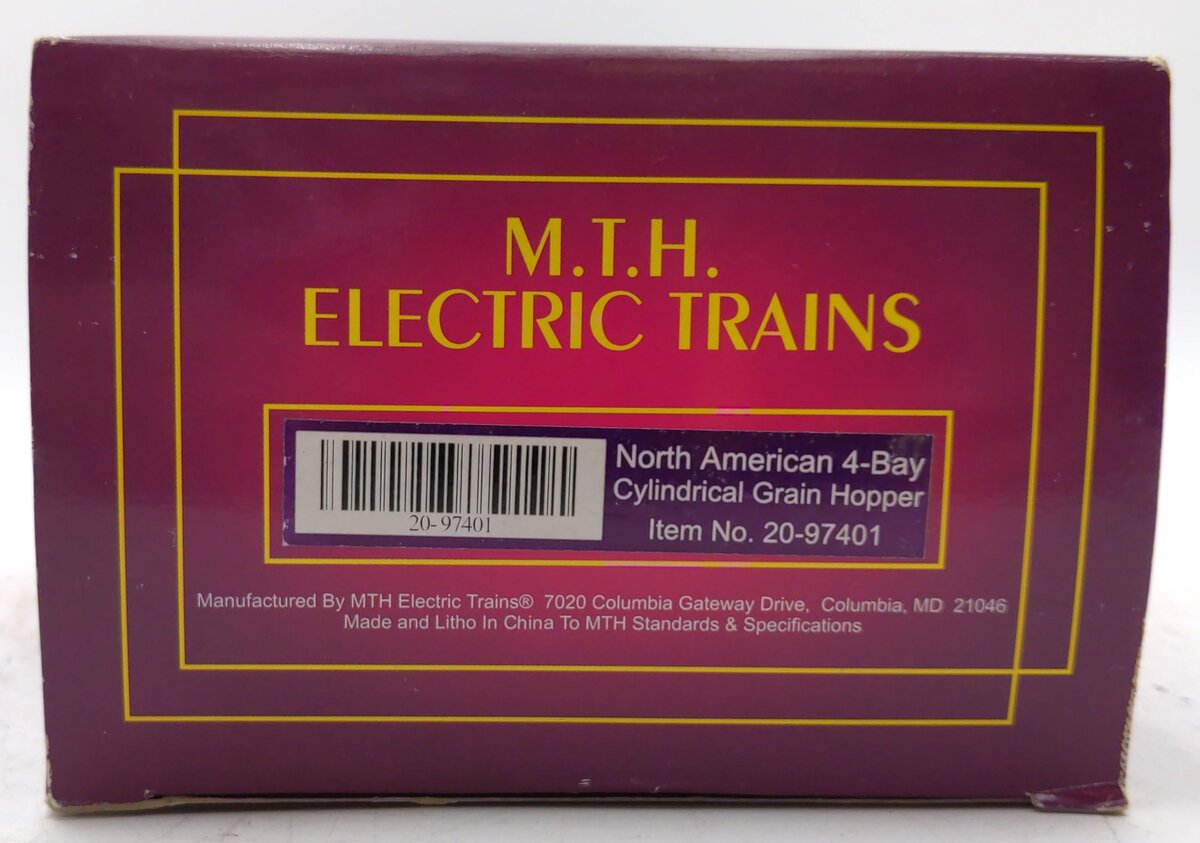 MTH 20-97401 O Gauge North American 4-Bay Cylindrical Grain Hopper Car #455002 LN/Box