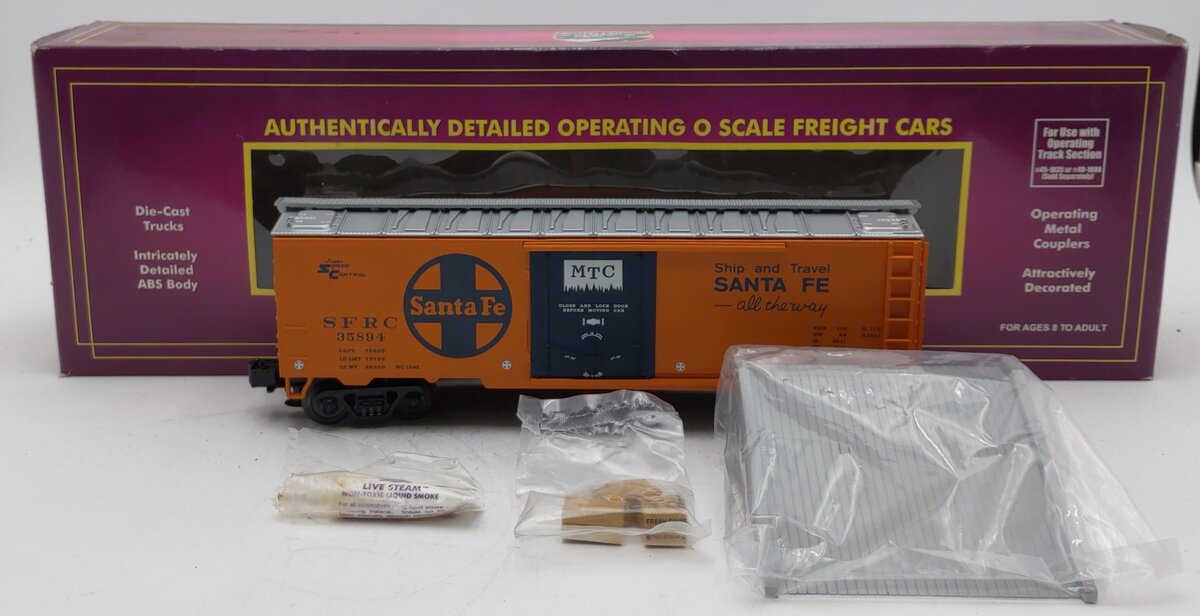 MTH 20-94022 O Gauge Santa Fe Operating Reefer Car #35894 w/ Unloading Ramp