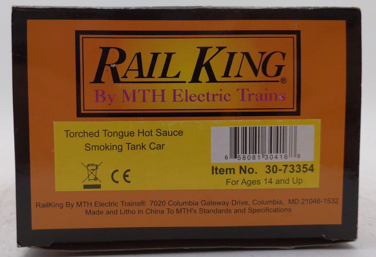 MTH 30-73354 O Torched Tongue Hot Sauce Smoking Tank Car
