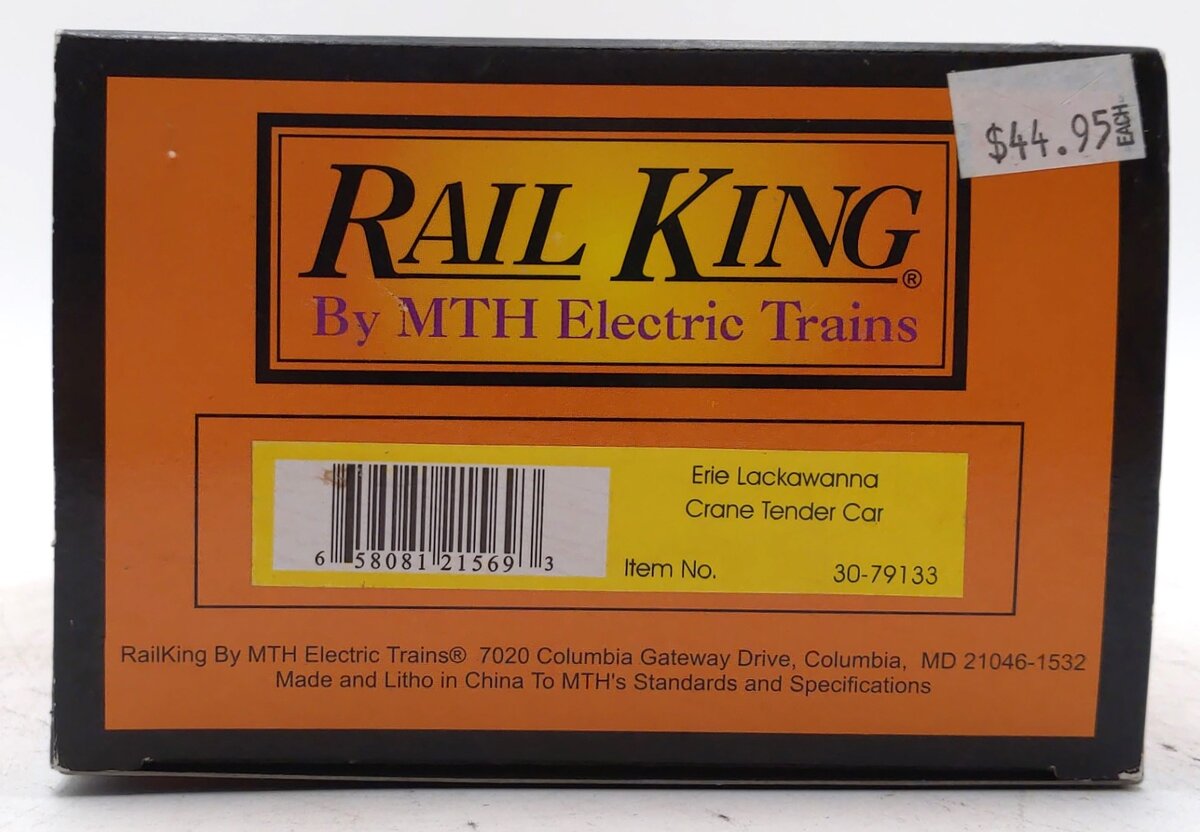 MTH 30-79133 O Gauge Erie Lackawanna Crane Tender Car LN/Box