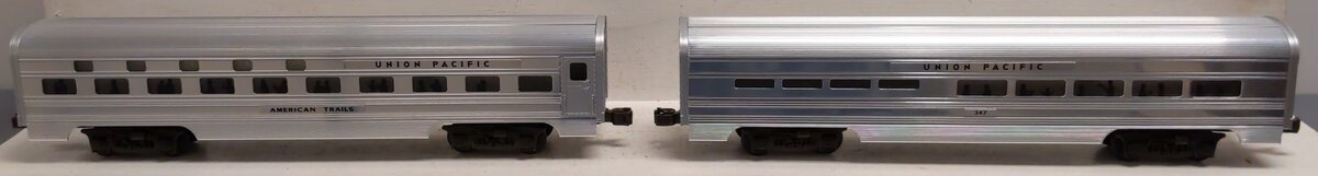 MTH 20-6115 O UP 60' Sleeper/Diner Aluminum Passenger Car Set (Set of 2) EX/Box
