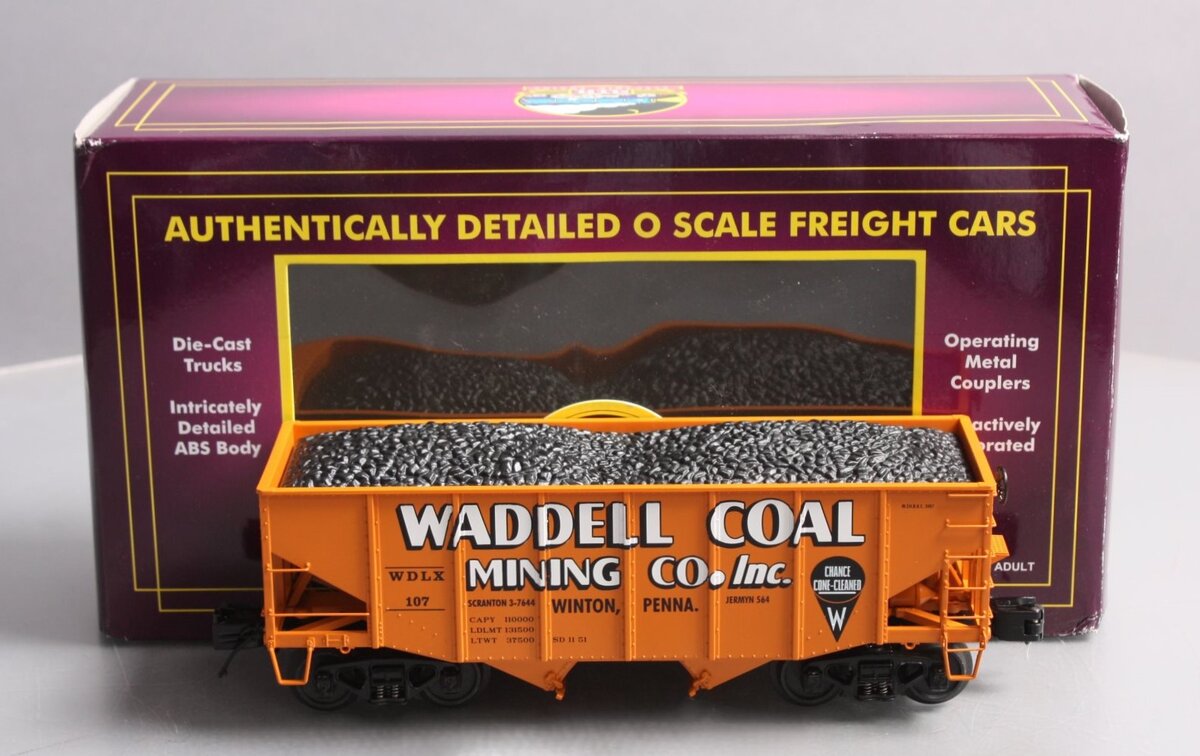 MTH 20-97200 O Waddell Coal MTHRRC 2007 Fish Belly Hopper Car w/Load #107 LN/Box