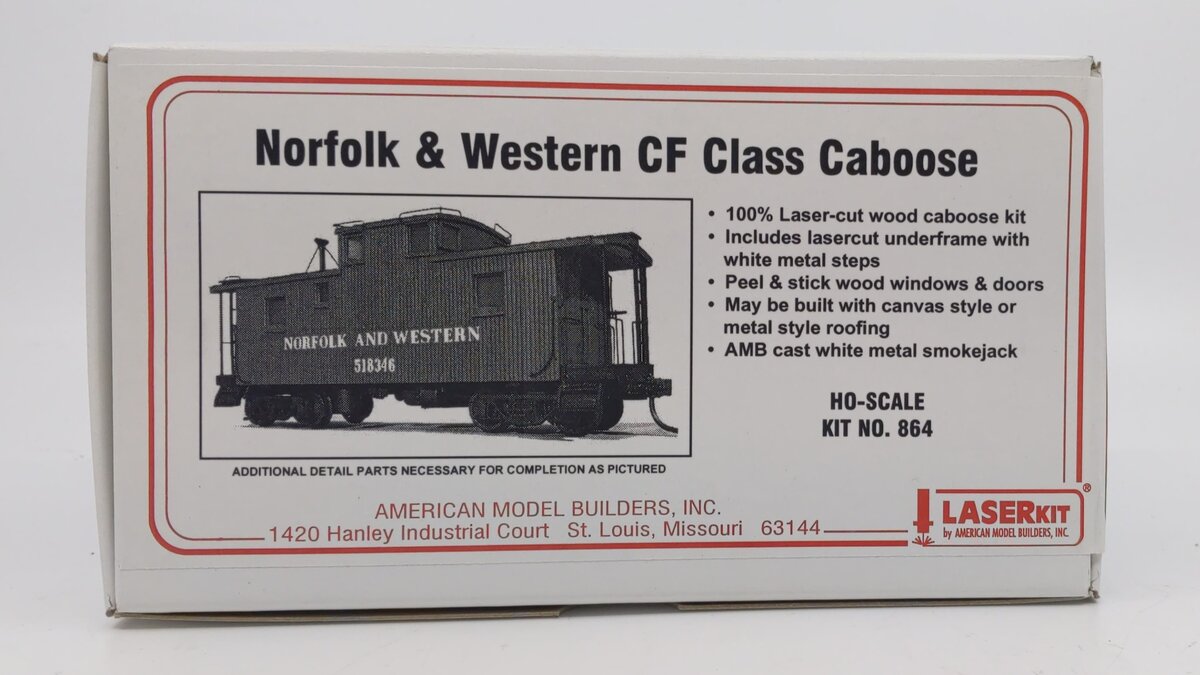 American Model Builders 864 HO Laser Art N&W Class CF Caboose Kit