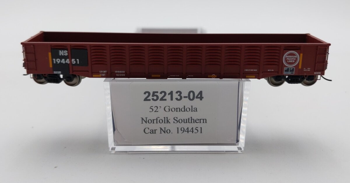 Trainworx Inc 25213-04 N Norfolk Southern 52' 6" Corrugated Gondola #194451