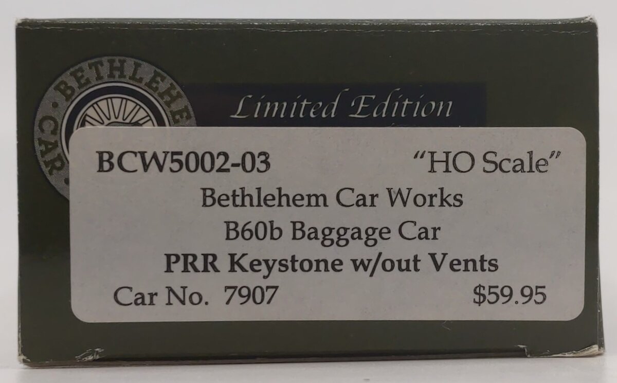 The Bethlehem Car Works BCW5002-03 HO Scale PRR Baggage Car #7907 LN/Box