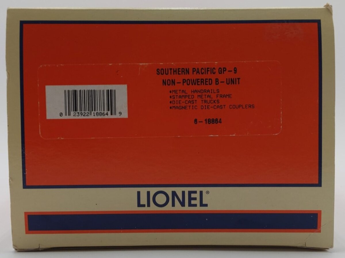 Lionel 6-18864 O Southern Pacific Gp-9 Non Powered Diesel B Unit #2386