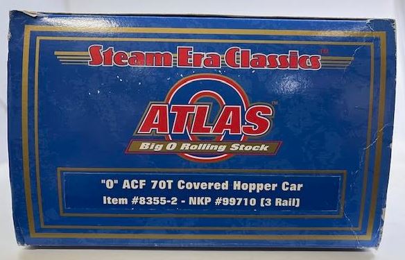 Atlas 8355-2 O Gauge Nickel Plate Road ACF 70-Ton Covered Hopper #99710 (3Rail) EX/Box