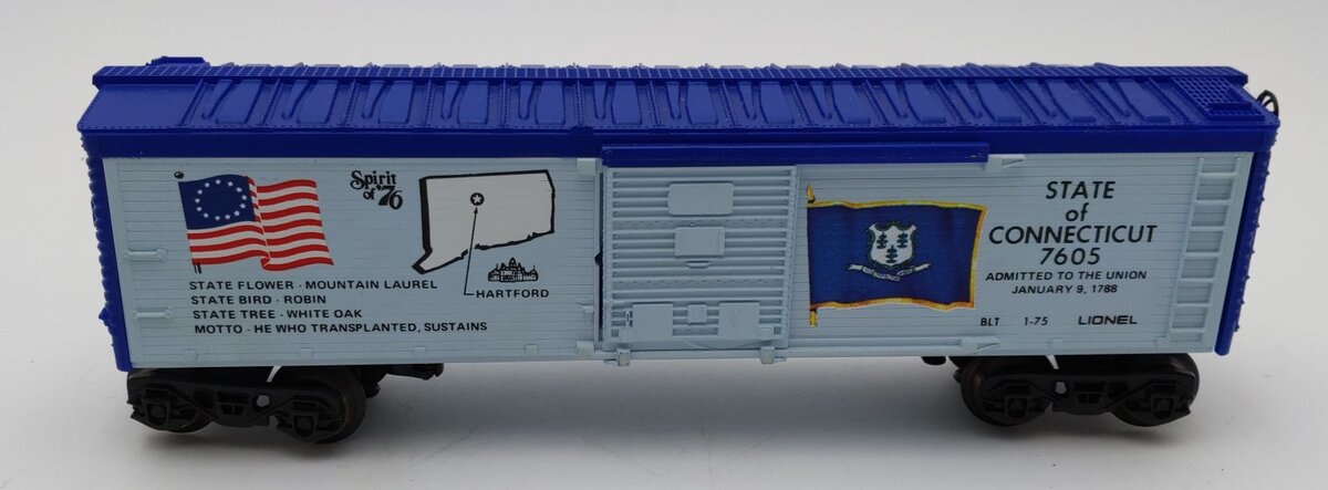Lionel 6-7605 O Gauge Spirit of 76 State of Connecticut Boxcar #7605 LN/Box