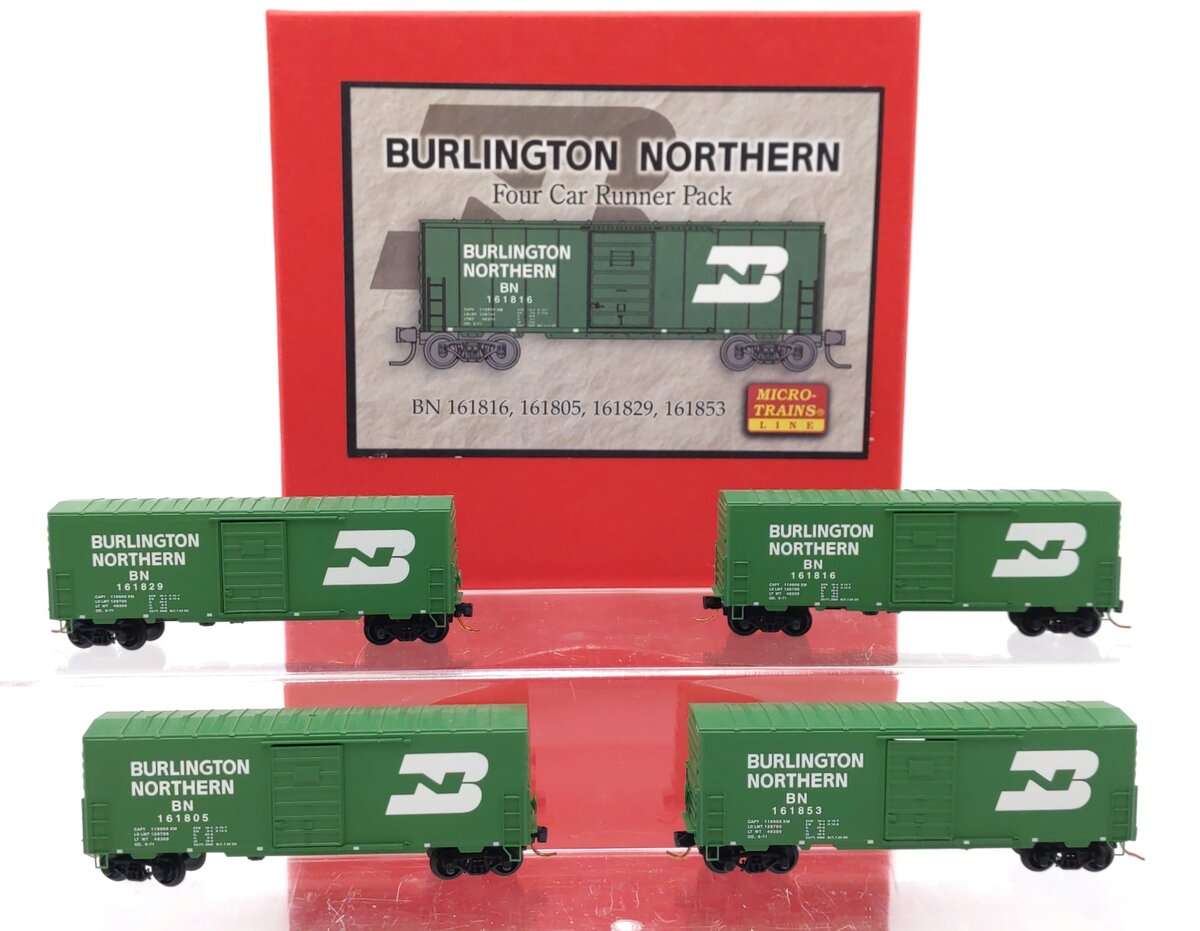 Micro-Trains 99300005 N Burlington Northern 40' Single Door Boxcar (Set of 4) LN/Box