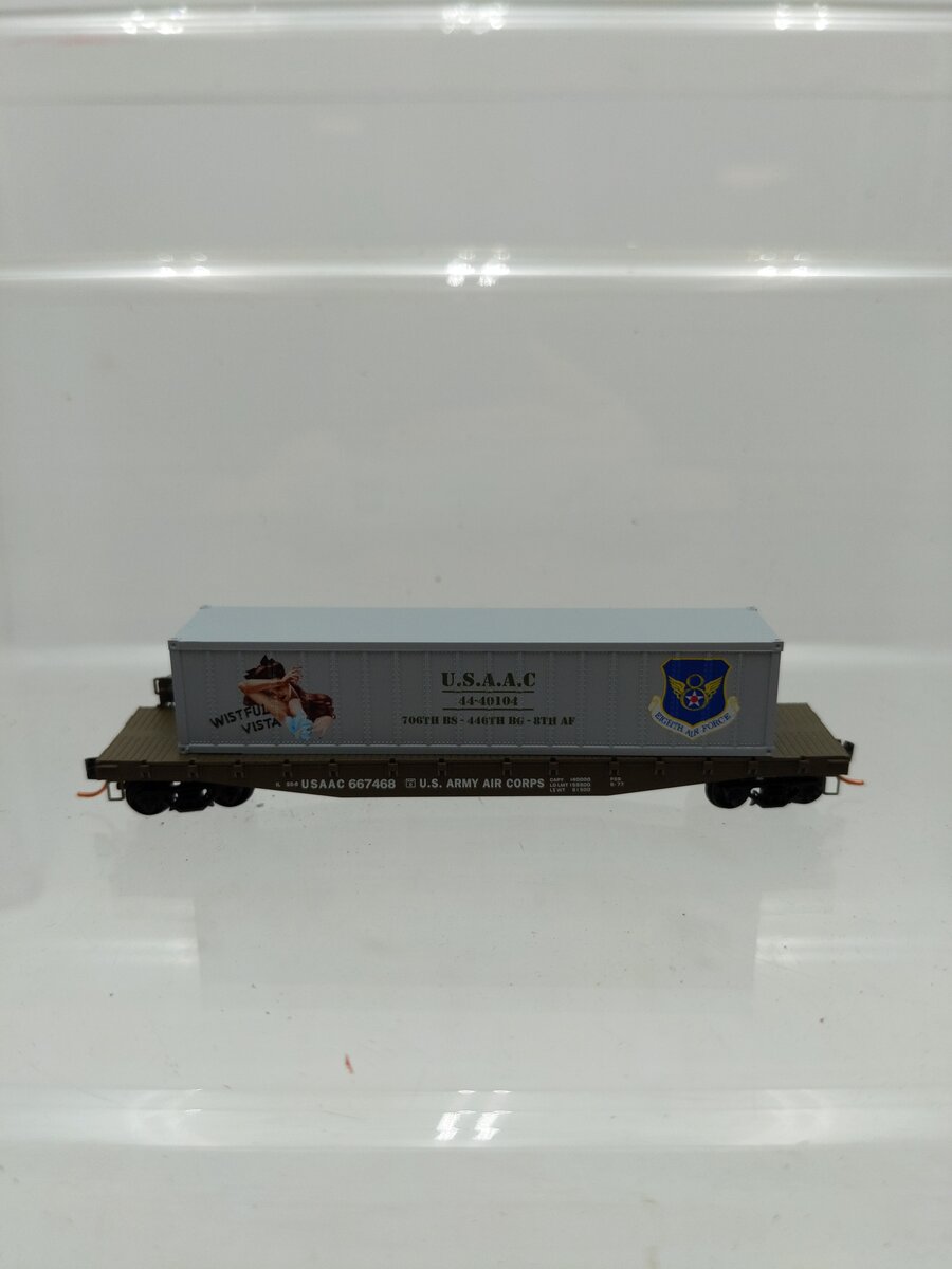 Micro-Trains 04500513 N USAAC Wistful Vista 50' Steel Flatcar w/40' Load #667495