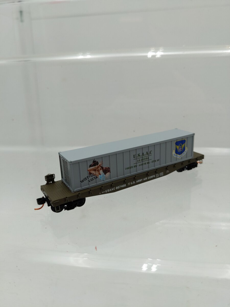 Micro-Trains 04500513 N USAAC Wistful Vista 50' Steel Flatcar w/40' Load #667495