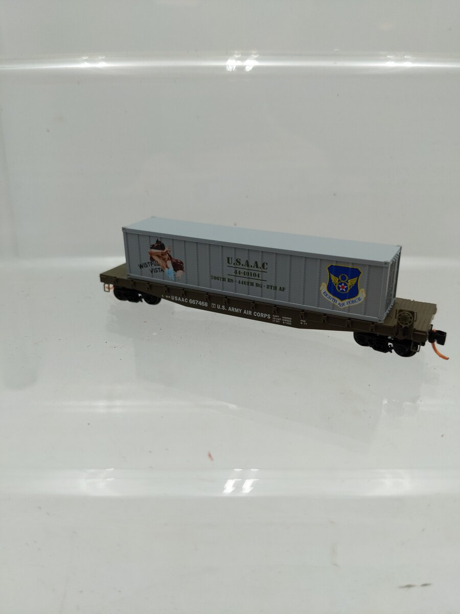 Micro-Trains 04500513 N USAAC Wistful Vista 50' Steel Flatcar w/40' Load #667495