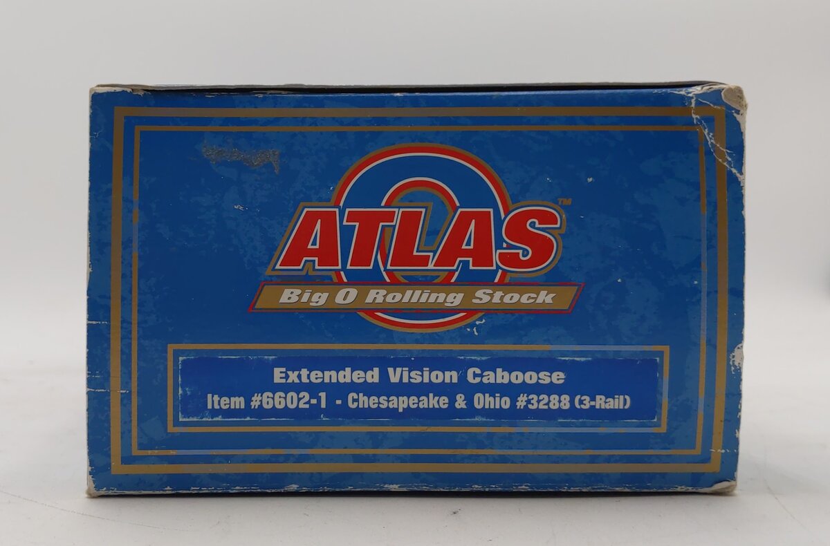 Atlas 6602-1 O Gauge Chesapeake & Ohio Extended Vision Caboose #3288 3-Rail NIB